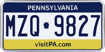 PA license plate MZQ9827