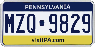 PA license plate MZQ9829