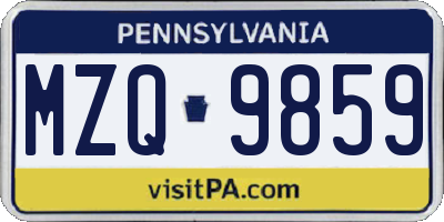 PA license plate MZQ9859