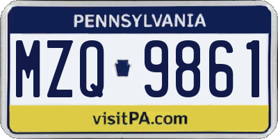 PA license plate MZQ9861