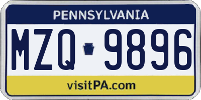 PA license plate MZQ9896