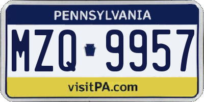 PA license plate MZQ9957