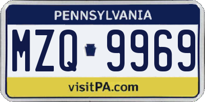 PA license plate MZQ9969