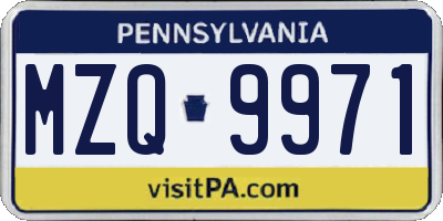 PA license plate MZQ9971