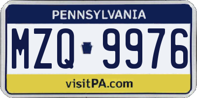 PA license plate MZQ9976