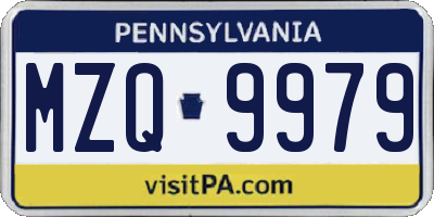 PA license plate MZQ9979