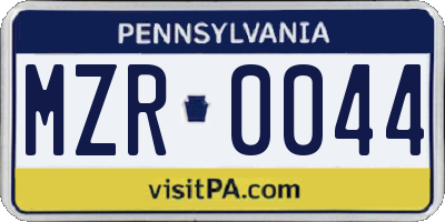 PA license plate MZR0044