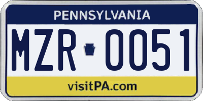 PA license plate MZR0051