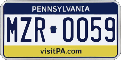 PA license plate MZR0059