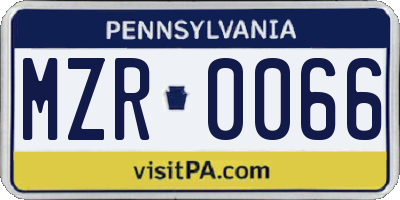 PA license plate MZR0066