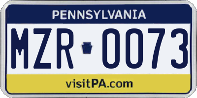 PA license plate MZR0073