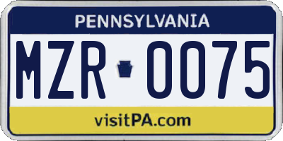 PA license plate MZR0075