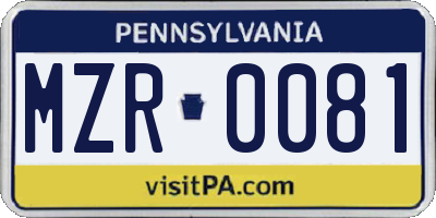 PA license plate MZR0081