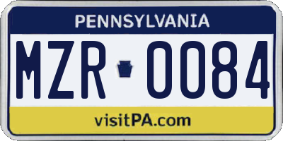 PA license plate MZR0084