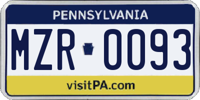 PA license plate MZR0093
