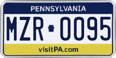 PA license plate MZR0095