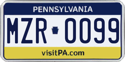 PA license plate MZR0099