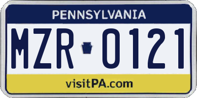 PA license plate MZR0121