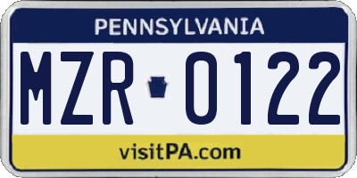 PA license plate MZR0122