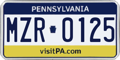 PA license plate MZR0125