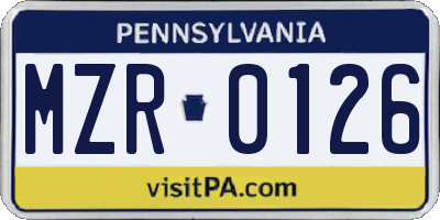 PA license plate MZR0126