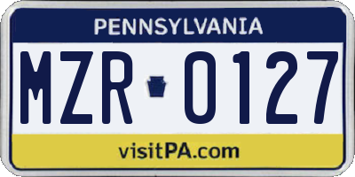 PA license plate MZR0127
