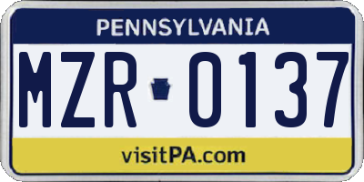 PA license plate MZR0137