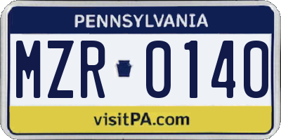 PA license plate MZR0140