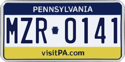 PA license plate MZR0141