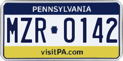 PA license plate MZR0142