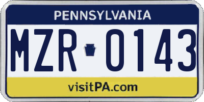 PA license plate MZR0143