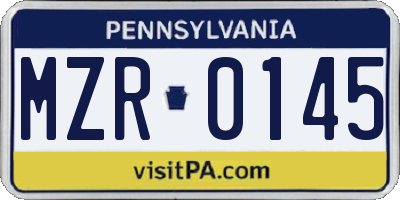 PA license plate MZR0145