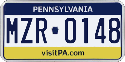 PA license plate MZR0148