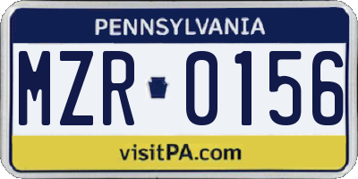 PA license plate MZR0156