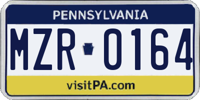PA license plate MZR0164