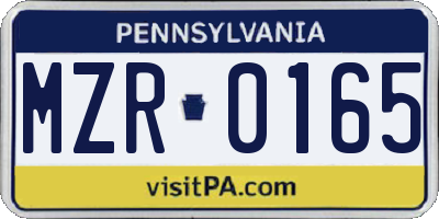 PA license plate MZR0165