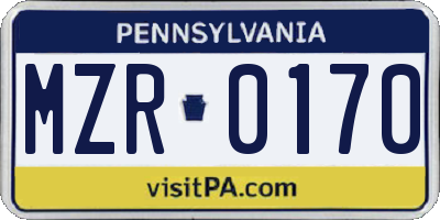 PA license plate MZR0170