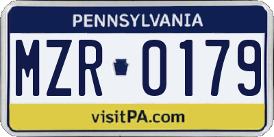 PA license plate MZR0179
