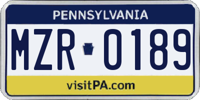 PA license plate MZR0189