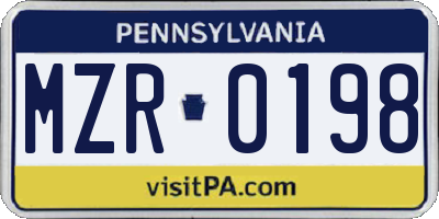 PA license plate MZR0198