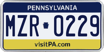 PA license plate MZR0229