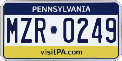 PA license plate MZR0249