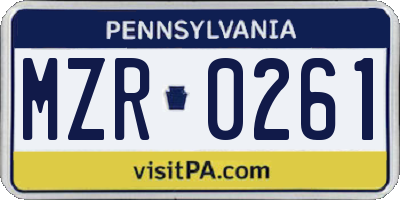 PA license plate MZR0261