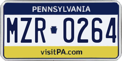 PA license plate MZR0264