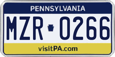 PA license plate MZR0266