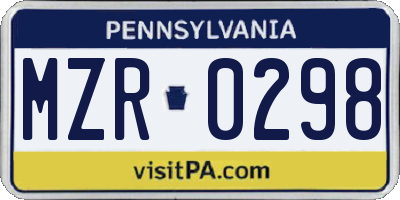 PA license plate MZR0298