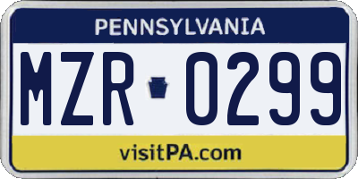 PA license plate MZR0299