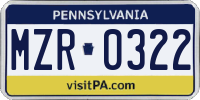 PA license plate MZR0322
