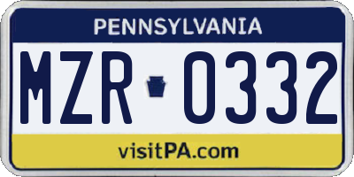 PA license plate MZR0332