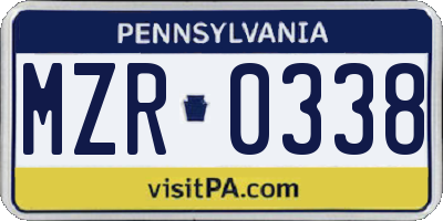 PA license plate MZR0338